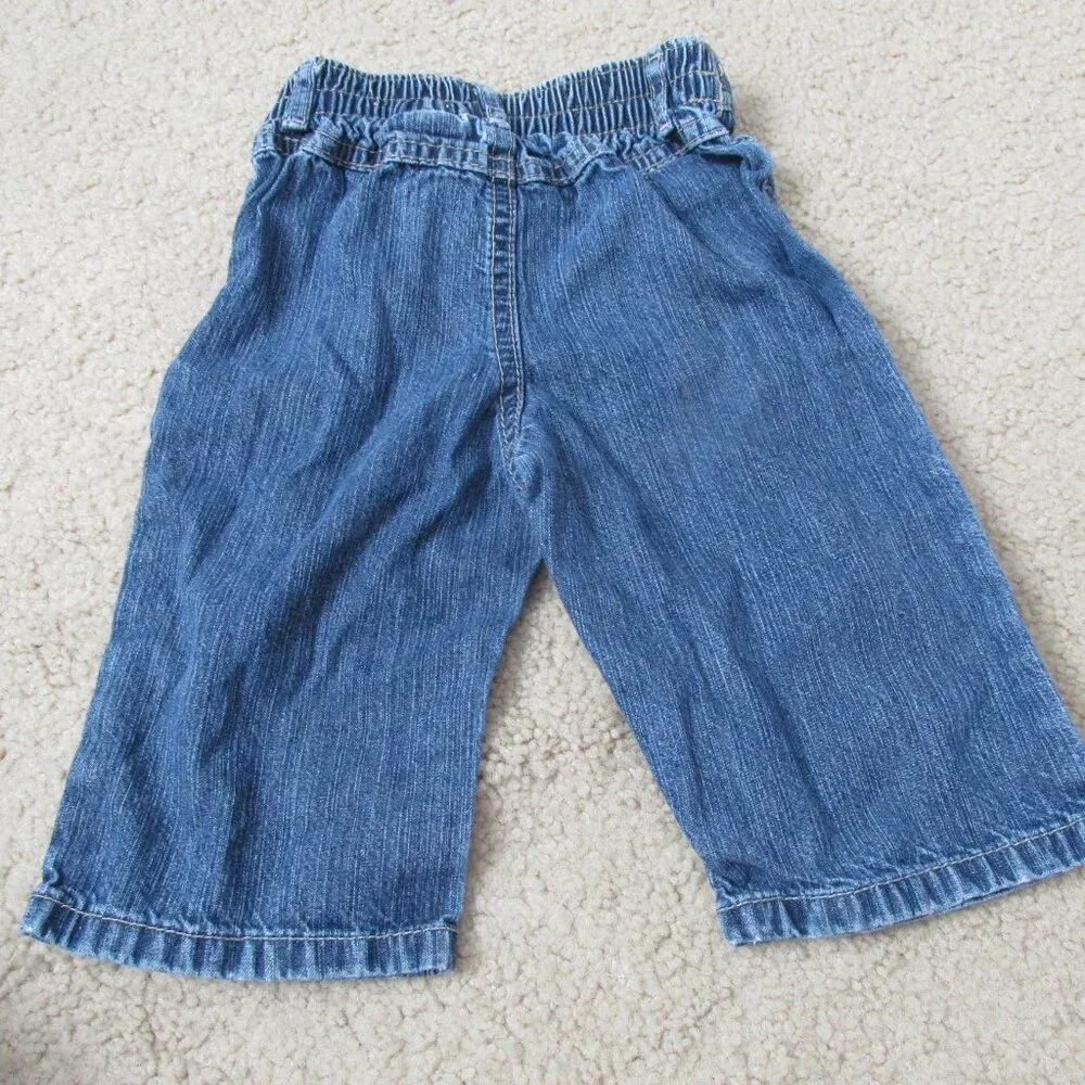 Osh Kosh Genuine Kids‎ Pull On Jeans Infant Girls 9M Blue Denim Elastic Pants